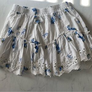Aeropostale Cream Bubble Mini Skirt Smocked Tiered Casual
